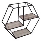 Prateleira De Ferro E Madeira Sextavada 50 2cm X 16 2cm X 45