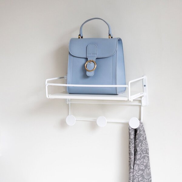 Prateleira De Madeira Com Ganchos Linha Slim Branco