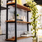 Prateleira 3 Níveis de Madeira e Aço Preta 90x20cm com Suporte Visível System Maxeb