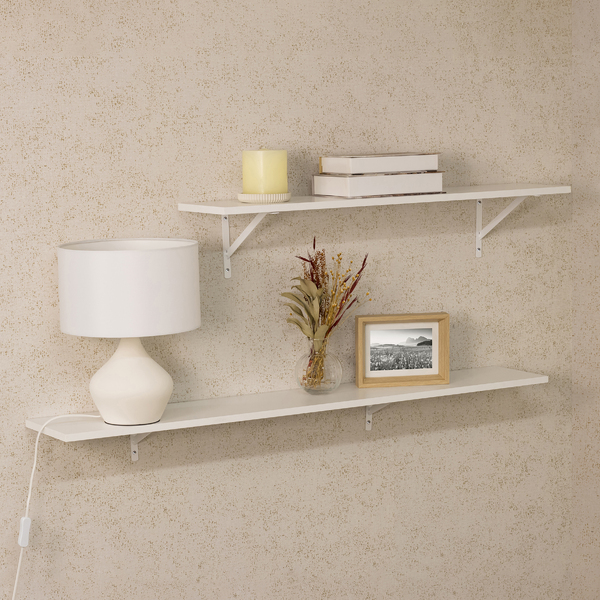 Prateleira de Madeira MDP Branca 120x40cm Decoração Spaceo