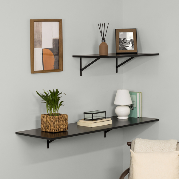 Prateleira de Madeira MDP Preta 120x40cm Decoração Spaceo