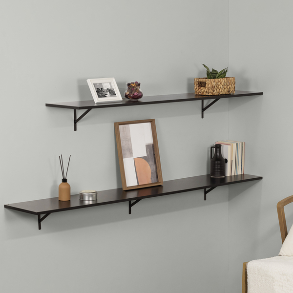 Prateleira de Madeira MDP Preta 150x30cm Decoração Spaceo