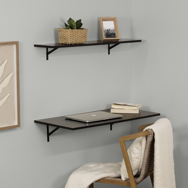 Prateleira de Madeira MDP Preta 90x20cm Decoração Spaceo