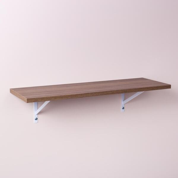 Prateleira De Madeira Nogal 40x20 Com Suporte Mão Francesa