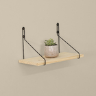 Prateleira de Madeira Pinus Natural e Preta 40x20x13cm com Suporte Visível Settis