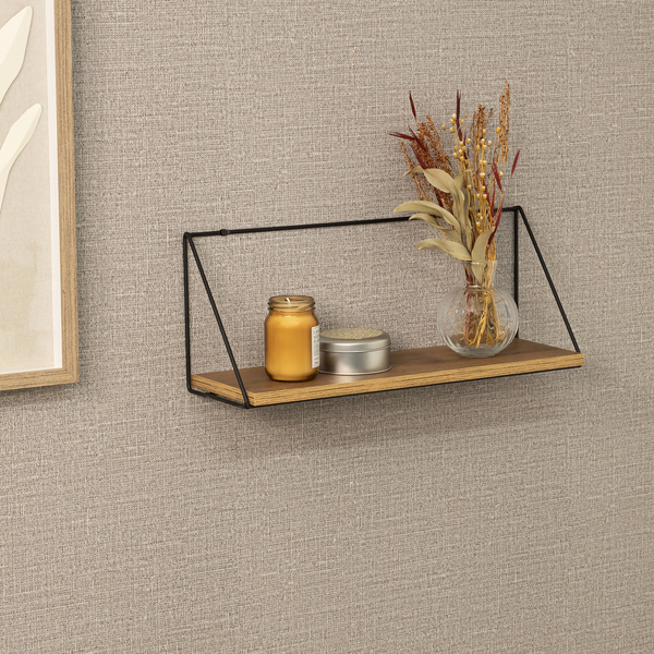 Prateleira de Metal Aço Preta 50x15x21cm com Suporte Visível Ds Artefatos