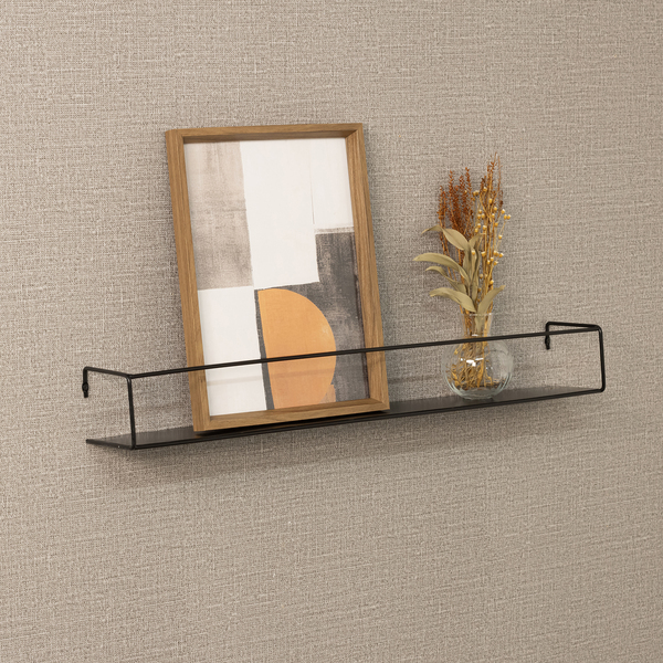 Prateleira de Metal Aço Preta 80x12cm com Suporte Visível Future Zamar