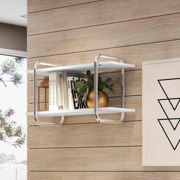 Prateleira De Nicho Branca E Tubos Cromados Carraro