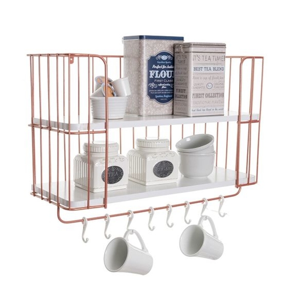 Prateleira De Parede 2 Andares Multiuso Retro, Organizador De