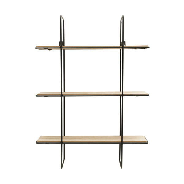 Prateleira De Parede 3 Andares Em Madeira E Metal - Lojas Car