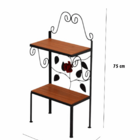 Prateleira De Pé Em Ferro E Madeira Com Flor Metal Decoração