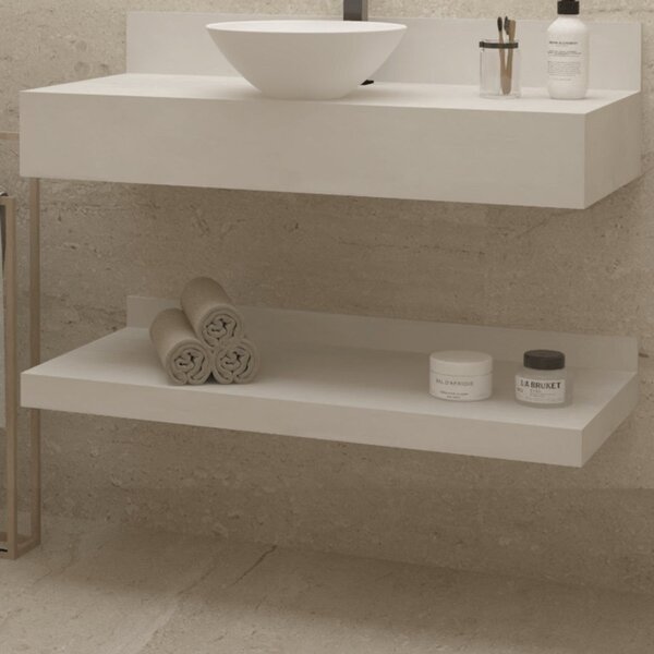 Prateleira De Vidro Para Banheiro 100cm Unique Cimento