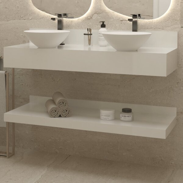 Prateleira De Vidro Para Banheiro 120cm Unique Branco