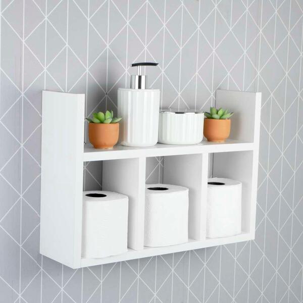Prateleira Decorativa Porta Papel Para Banheiro 40cm Djon