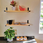 Prateleira Dupla Com Mão Francesa Em Metal 60cm - Natural