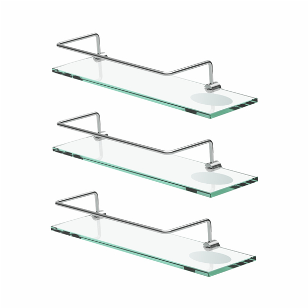 Prateleira Dupla Em Vidro Proteção (kit 3 Peças) Slim 515ls3