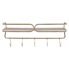 Prateleira Em Metal E Madeira Dourada