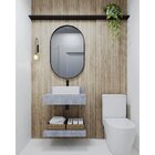 Prateleira Em Porcelanato Para Banheiro 60cm Grafite