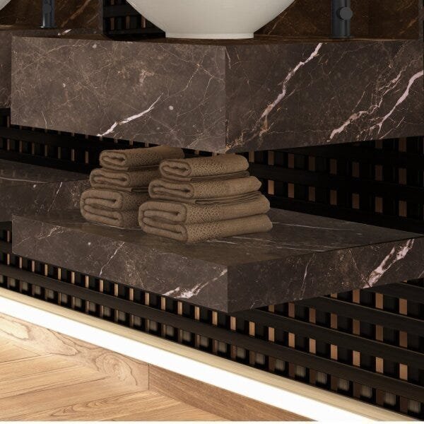 Prateleira Em Porcelanato Técnico Polido Para Banheiro 60cm M