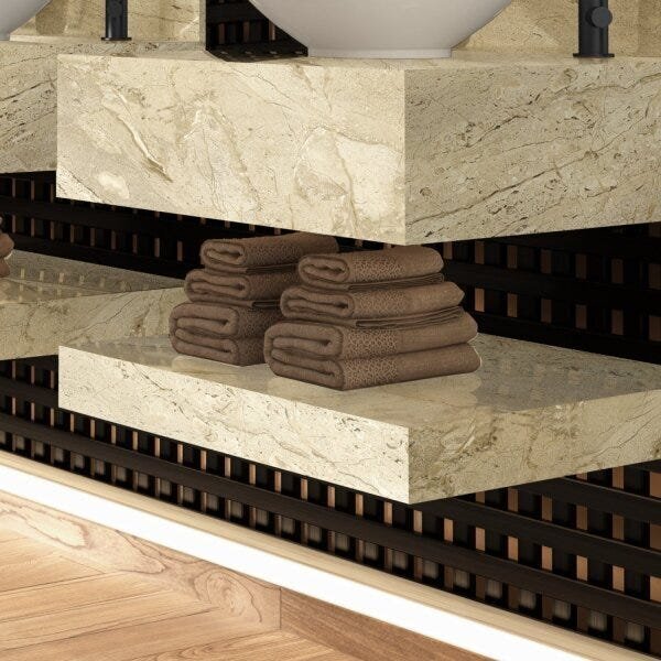 Prateleira Em Porcelanato Técnico Polido Para Banheiro 60cm M