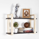 Prateleira Estante Dupla Madeira Pinus E Mdf Preto 60cm