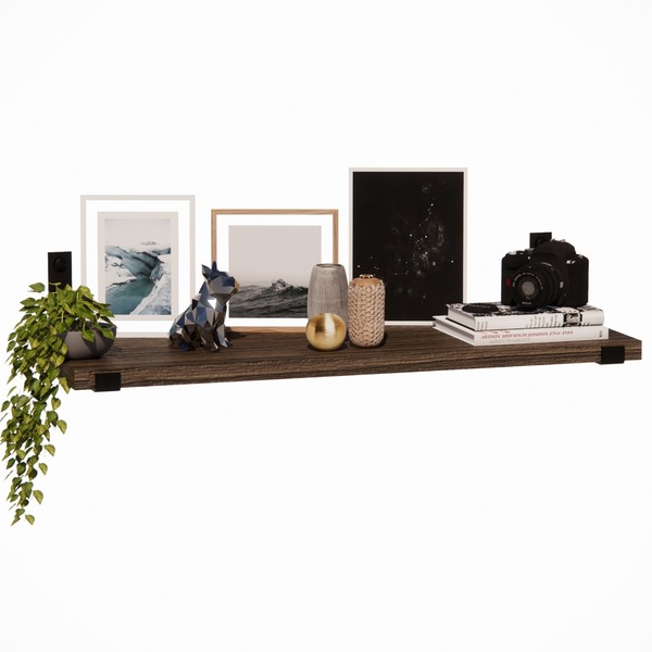 Prateleira Industrial 60x20 MDF Amadeirado Suporte Invertida