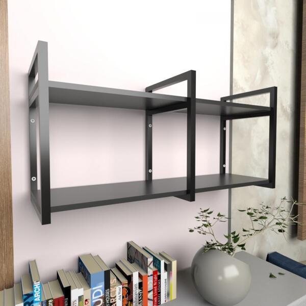 Prateleira Industrial Com Dois Níveis Cor Preto 40x30x90