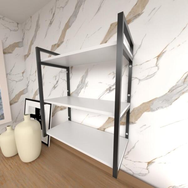Prateleira Industrial Com Três Níveis Cor Branco 68x30x60