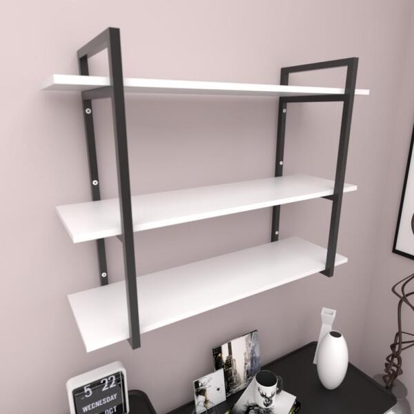 Prateleira Industrial Com Três Níveis Cor Branco 68x30x90