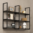 Prateleira Industrial Tripla de Madeira MDP Preta 120x24x90cm com Suporte Visível Brasforma