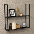 Prateleira Industrial Dupla de Madeira MDP Preta 90x24x90cm com Suporte Visível Brasforma