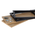 Prateleira Industrial Dupla de Madeira MDP Preta e Teka Madri 60x24x70cm com Suporte Visível Brasforma