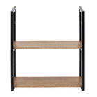 Prateleira Industrial Dupla de Madeira MDP Preta e Teka Madri 60x24x70cm com Suporte Visível Brasforma