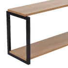 Prateleira Industrial Dupla de Madeira MDP Preta e Teka Madri 90x24x35cm com Suporte Visível Brasforma