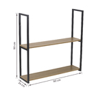 Prateleira Industrial Dupla de Madeira MDP Preta e Teka Madri 90x24x90cm com Suporte Visível Brasforma