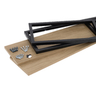 Prateleira Industrial Dupla de Madeira MDP Preta e Teka Madri 90x24x90cm com Suporte Visível Brasforma