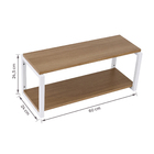 Prateleira Industrial Dupla de Madeira MDP Branca e Teka Madri 60x24x24,5cm com Suporte Visível Brasforma