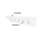 Prateleira Kind Com 4 Ganchos - Branco