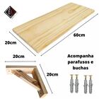 Prateleira Madeira De Pinus 60x20 + Mãos Francesas Kit 2 Un