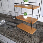 Prateleira Madeira Ferro 3 Andares Preto