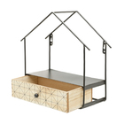 Prateleira Madeira/metal House Shape Bege/preto 24x10x24cm