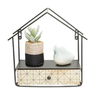 Prateleira Madeira/metal House Shape Bege/preto 24x10x24cm