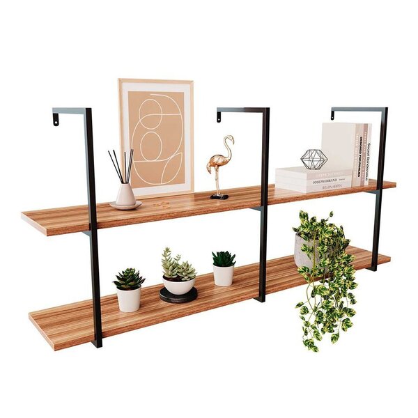 Prateleira Moderna Para Sala De Estar Lumber G 130cm Freijó/p