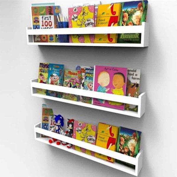 Prateleira Montessoriana P/ Livros 40cm - Branco C/ 3 Peças