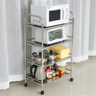 Prateleira Multiuso Em Aço Inox De 4 Elementos Com Rodinhas