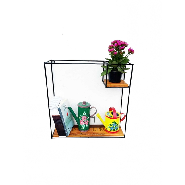 Prateleira Multiuso Ferro E Madeira Livros Plantas Vasinhos D