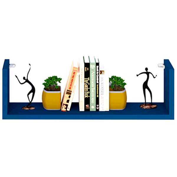 Prateleira Nicho U 40x15x10p Azul Mdf Dvd Livro