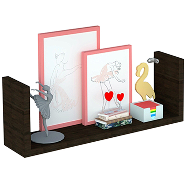 Prateleira Nicho U 50x15x10p Marrom Tabaco Mdf Dvd Livro