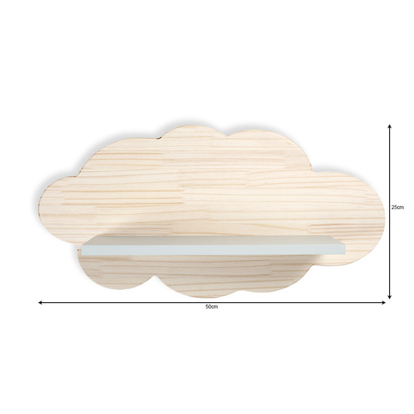 Prateleira Nuvem Quarto Infantil Mdf Verde Mint E Pinus 50cm