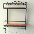 Prateleira Organizadora Dupla Ferro Preta Madeira 50x40